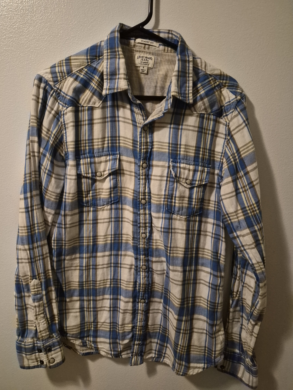 Lucky Brand Blue & White Plaid Button-Up Shirt